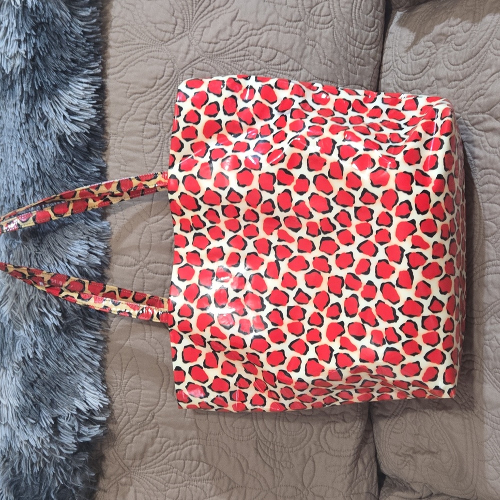 Vintage Kate Spade vinyl leopard print tote bag - Picture 3 of 6